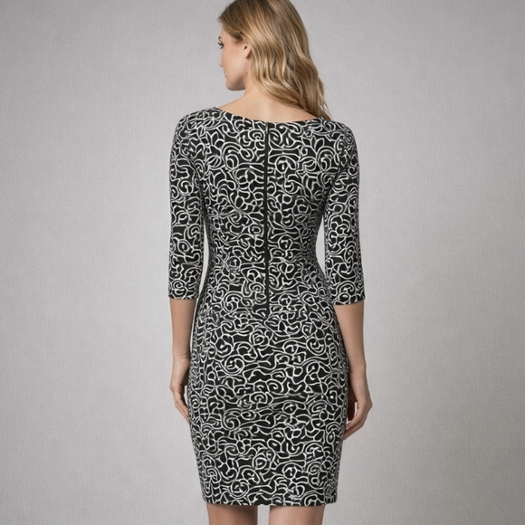 Frank Lyman | Black & Silver Textured Dress Vintage Inspired - Picture 2 of 8